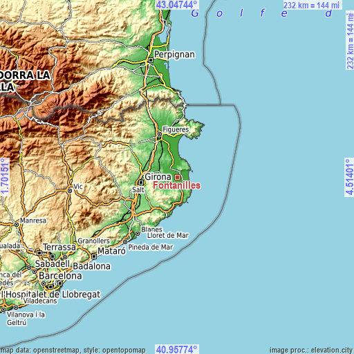 Topographic map of Fontanilles