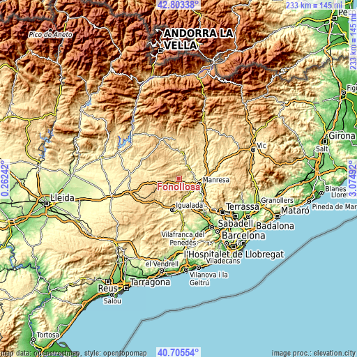 Topographic map of Fonollosa