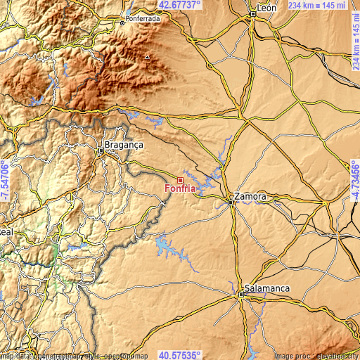 Topographic map of Fonfría