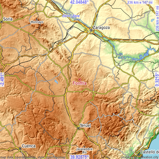 Topographic map of Fonfría