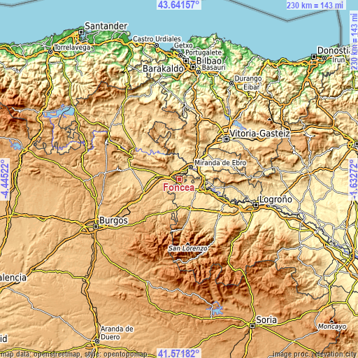 Topographic map of Foncea