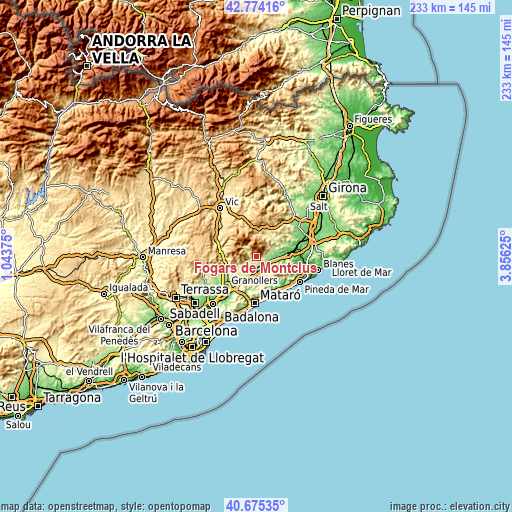 Topographic map of Fogars de Montclús