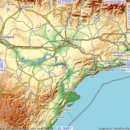 Topographic map of Flix