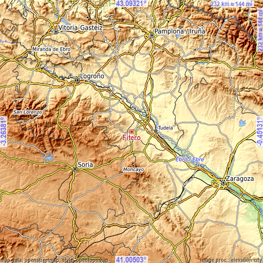 Topographic map of Fitero