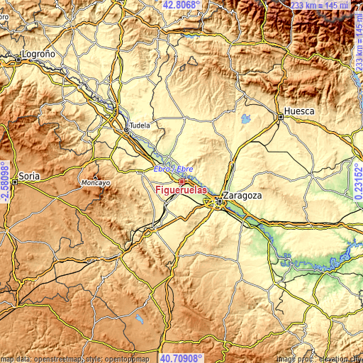 Topographic map of Figueruelas