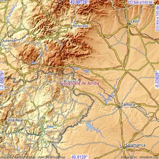 Topographic map of Figueruela de Arriba