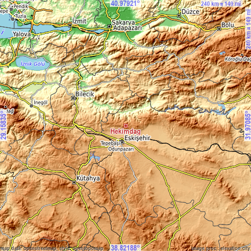 Topographic map of Hekimdağ