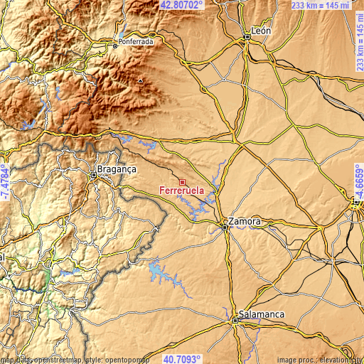 Topographic map of Ferreruela