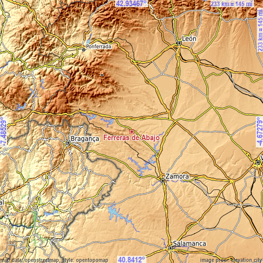 Topographic map of Ferreras de Abajo