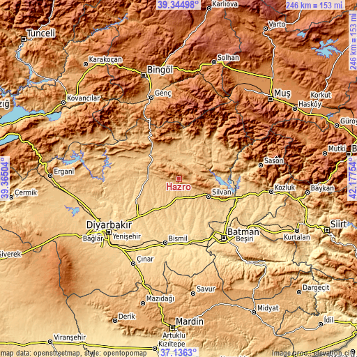 Topographic map of Hazro