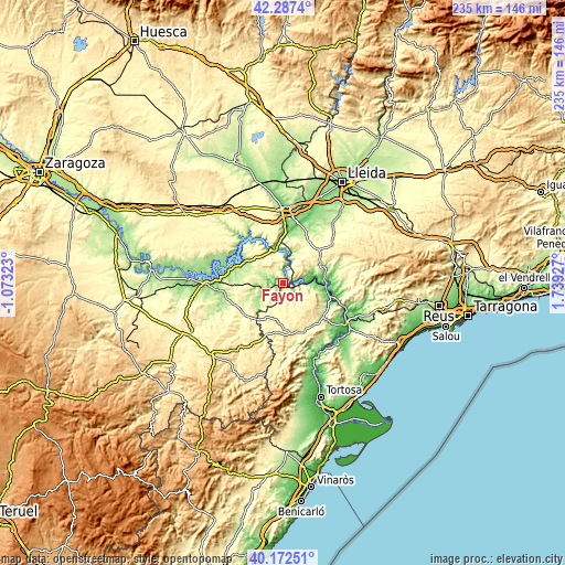 Topographic map of Fayón