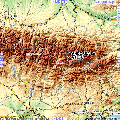 Topographic map of Farrera