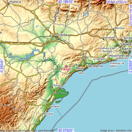 Topographic map of Falset