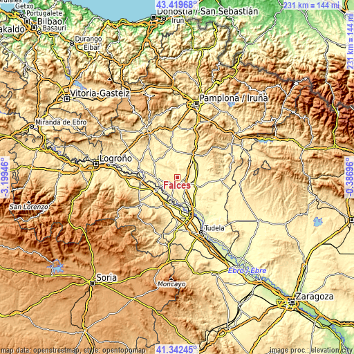 Topographic map of Falces