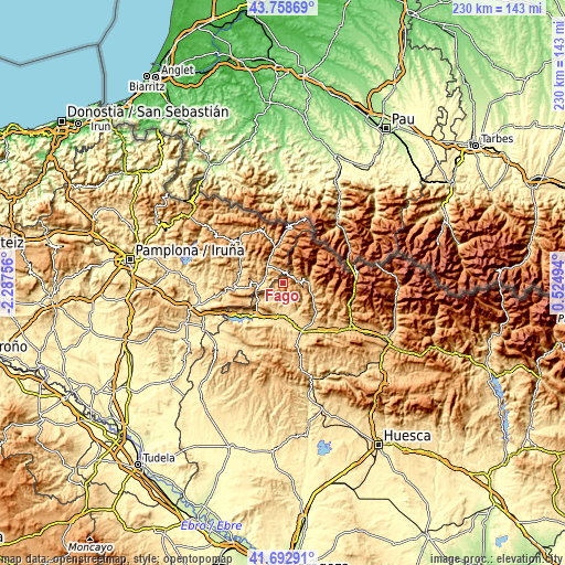 Topographic map of Fago