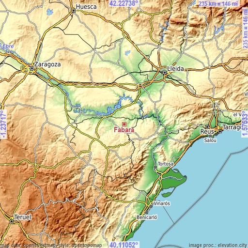 Topographic map of Fabara