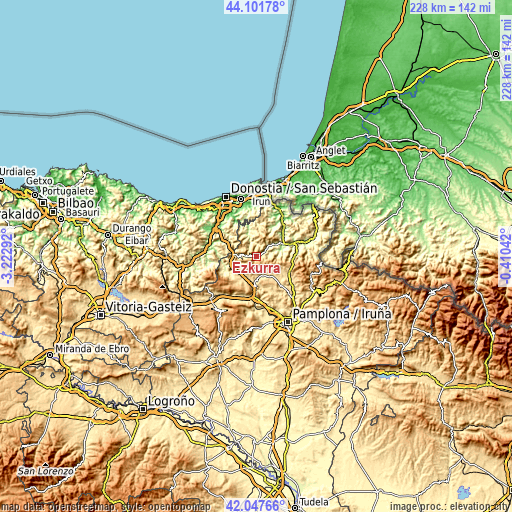 Topographic map of Ezkurra