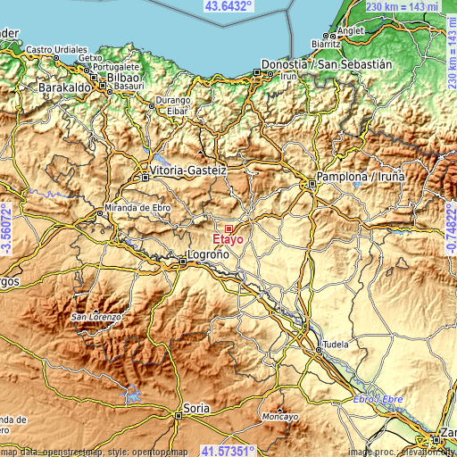 Topographic map of Etayo