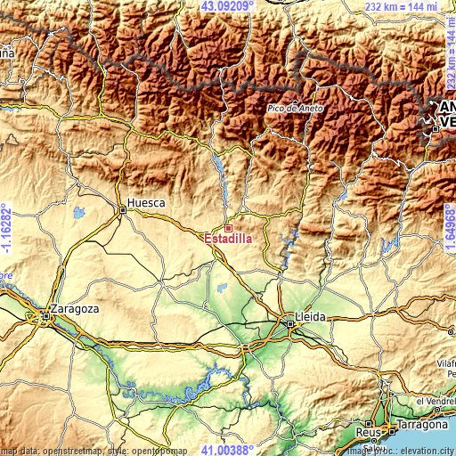 Topographic map of Estadilla