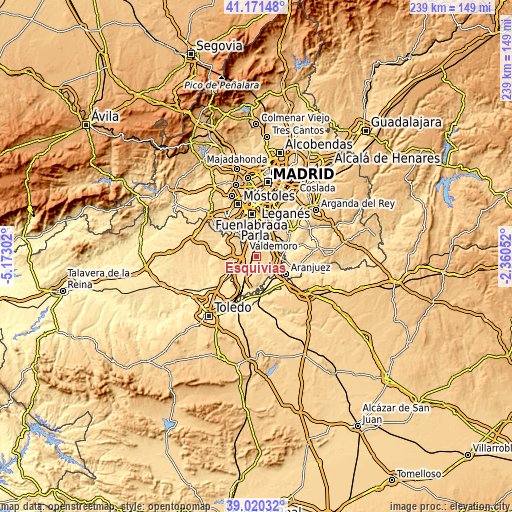 Topographic map of Esquivias