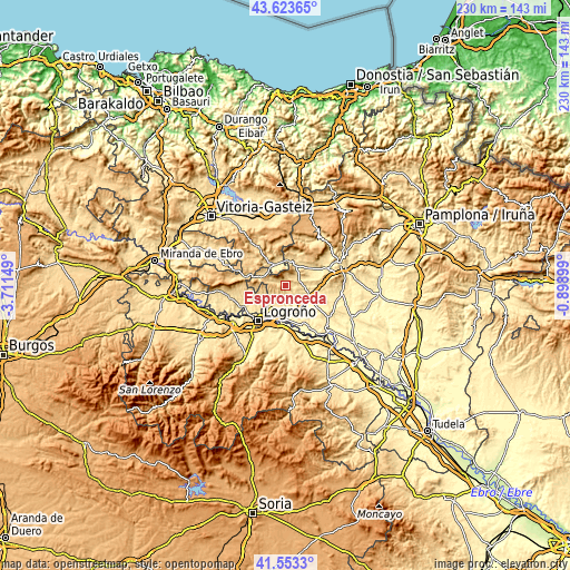 Topographic map of Espronceda