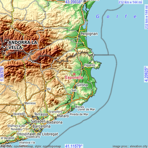 Topographic map of Esponellà