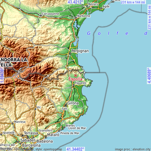 Topographic map of Espolla