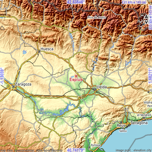 Topographic map of Esplús