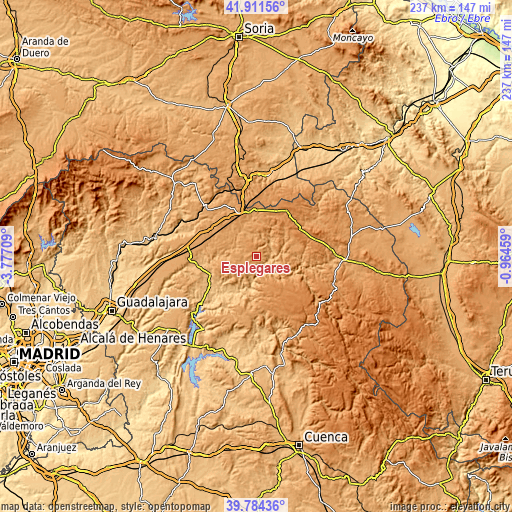 Topographic map of Esplegares