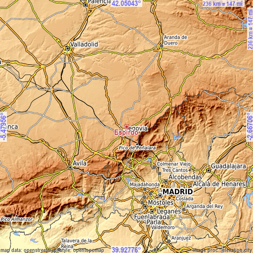 Topographic map of Espirdo