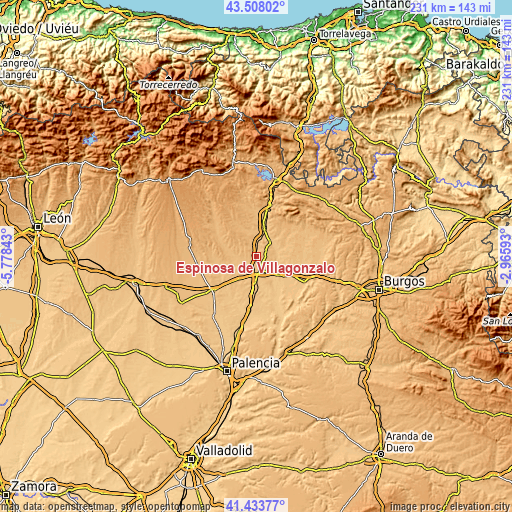 Topographic map of Espinosa de Villagonzalo