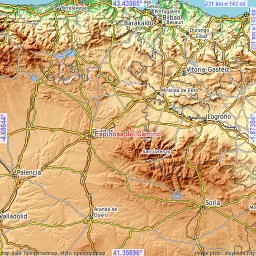 Topographic map of Espinosa del Camino