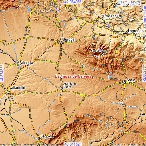 Topographic map of Espinosa de Cervera