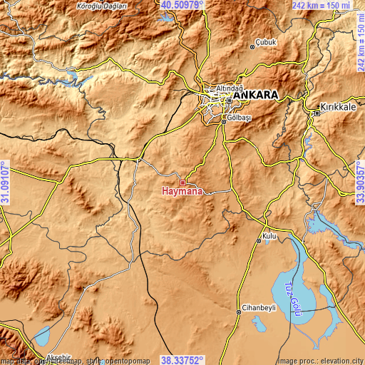 Topographic map of Haymana