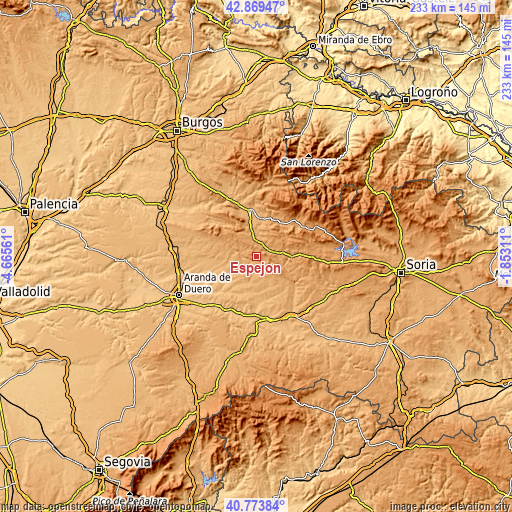 Topographic map of Espejón