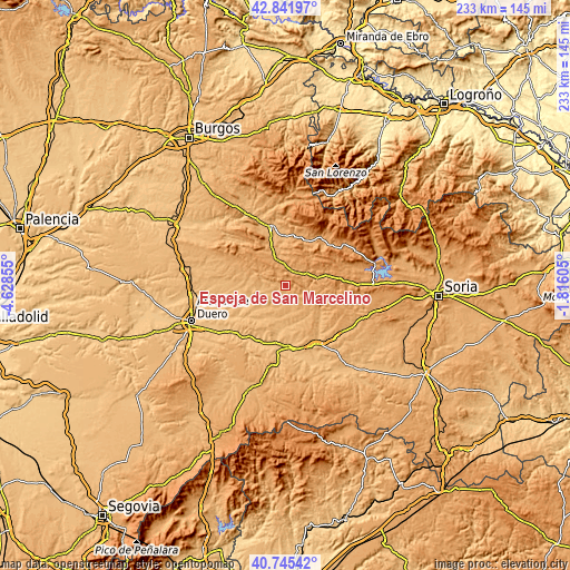 Topographic map of Espeja de San Marcelino