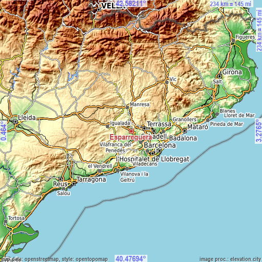 Topographic map of Esparreguera