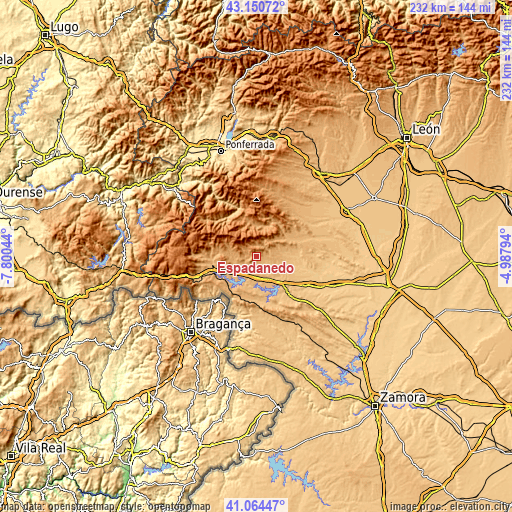 Topographic map of Espadañedo