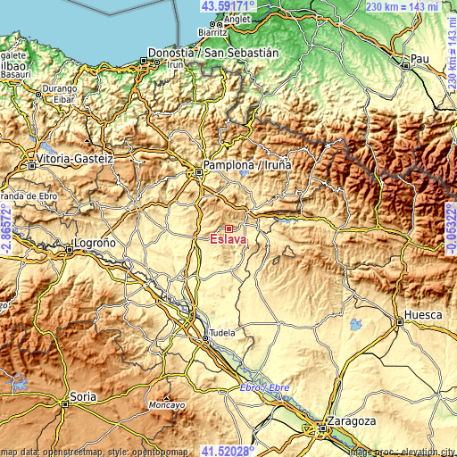 Topographic map of Eslava