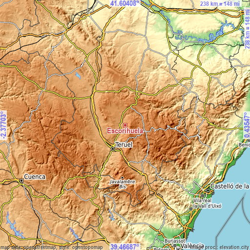 Topographic map of Escorihuela