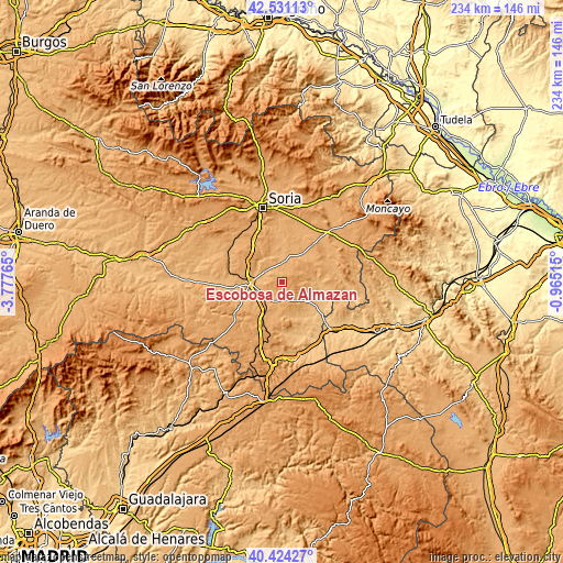 Topographic map of Escobosa de Almazán