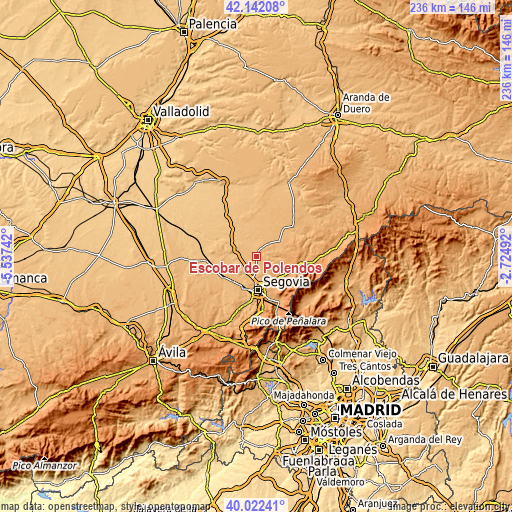 Topographic map of Escobar de Polendos