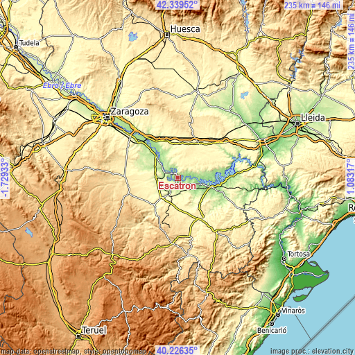 Topographic map of Escatrón