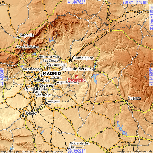 Topographic map of Escariche