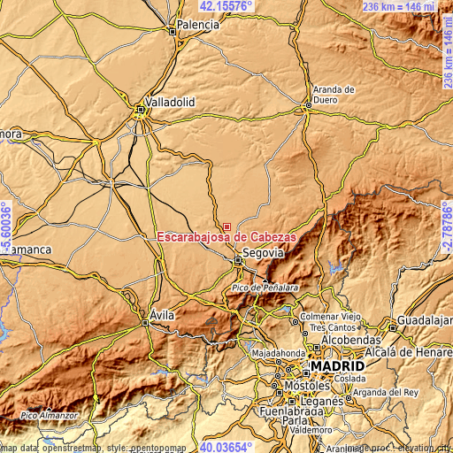 Topographic map of Escarabajosa de Cabezas