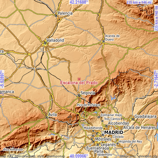 Topographic map of Escalona del Prado