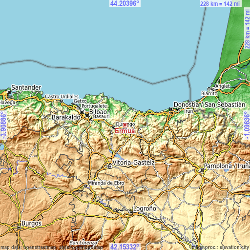 Topographic map of Ermua