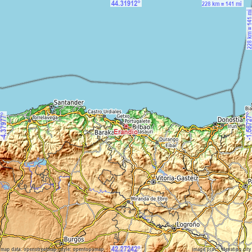 Topographic map of Erandio