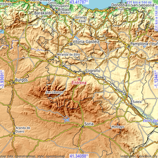 Topographic map of Entrena