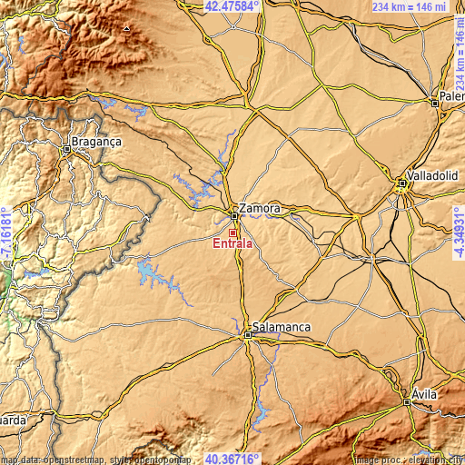 Topographic map of Entrala